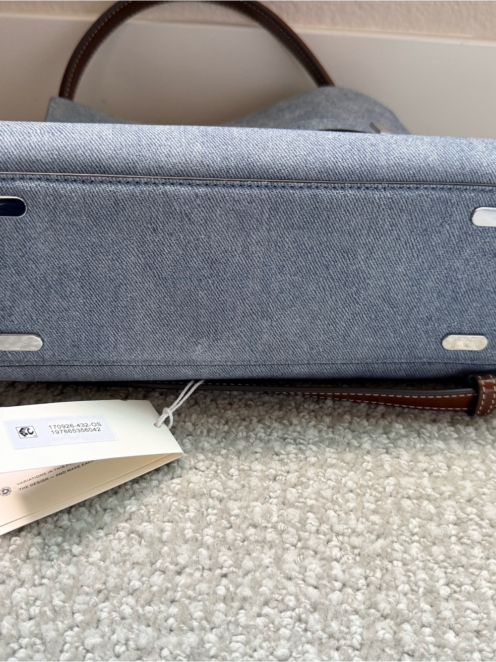 Tory Burch Denim-Style Shoulder Bag with Brown Handle - Picture 7 of 7